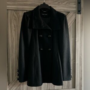 Black Rivet Elegant Black Pea Coat